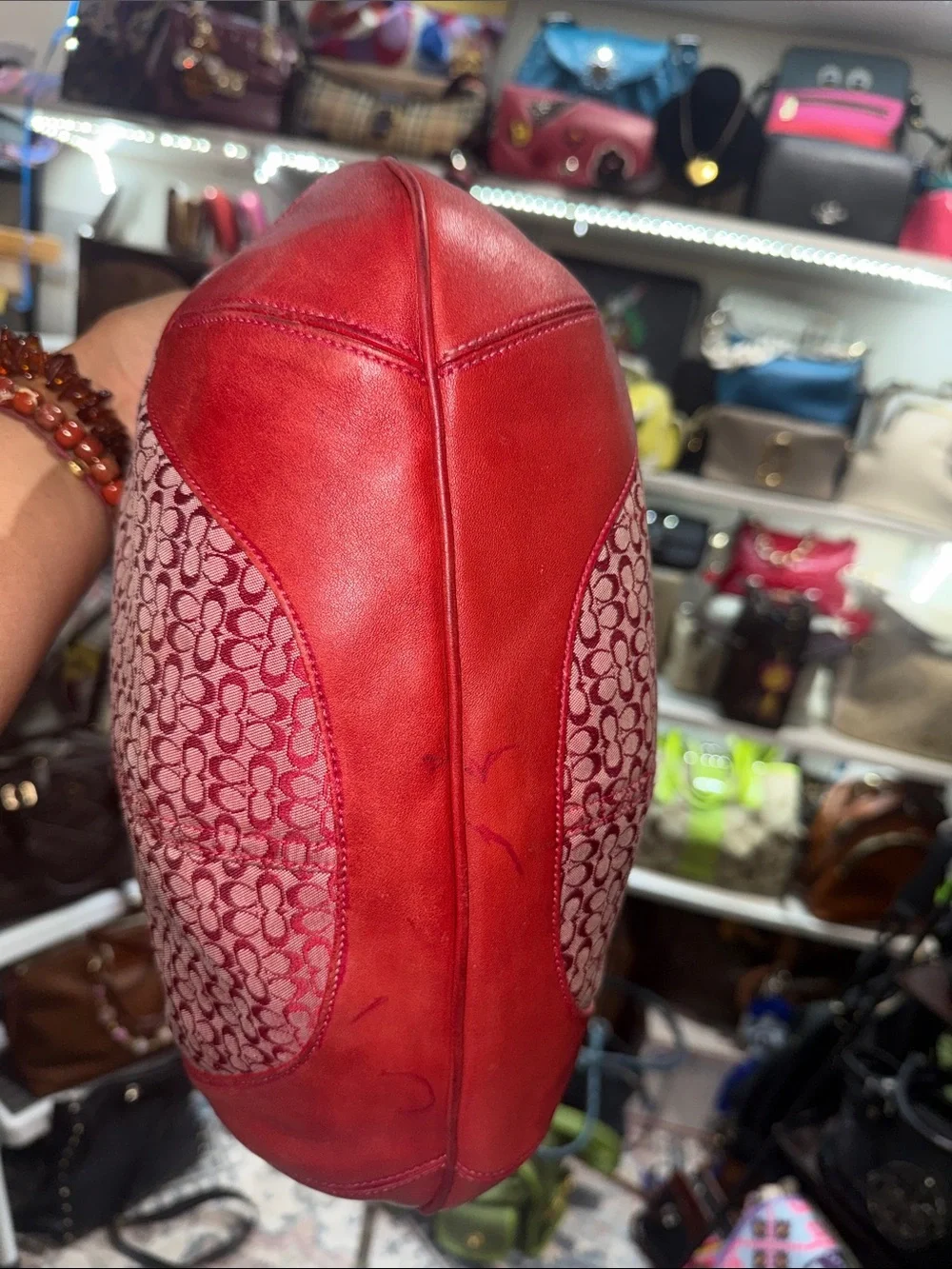 Coach Ergo Vintage in Red Signature Jacquard Shoulder Hobo